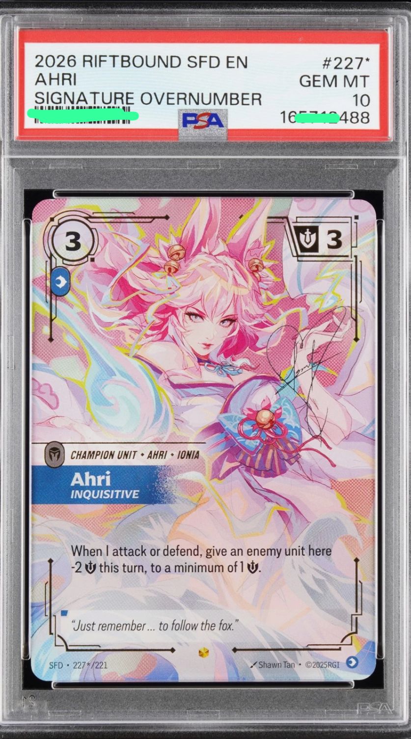 2026 Riftbound SFD EN AHRI Signature Overnumber PSA10